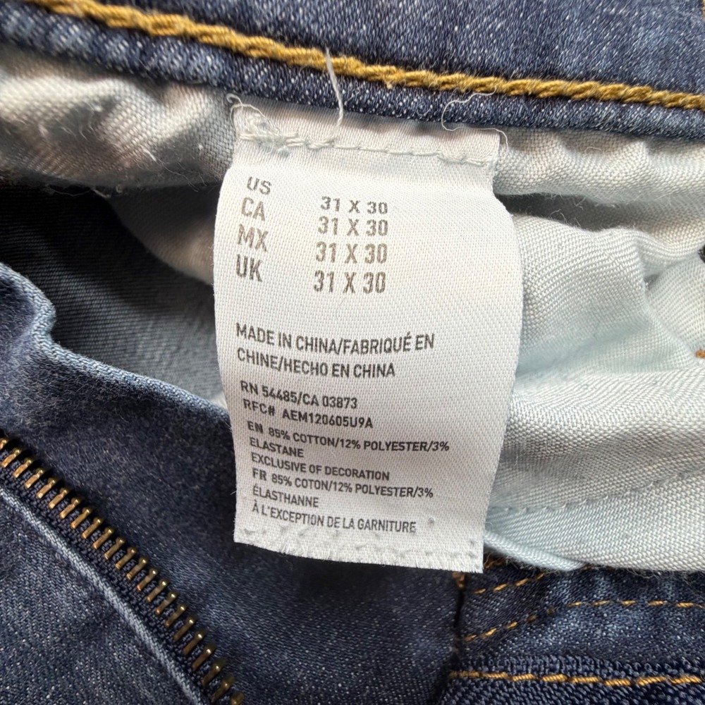 American Eagle Skinny Jeans Mens 31x30 Blue Extreme Flex Medium Wash Fits 30x28 - Picture 8 of 12